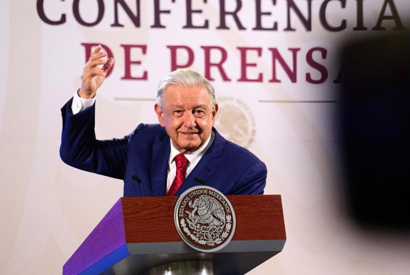 López Obrador desde el Salón Tesorería en Palacio Nacional. 