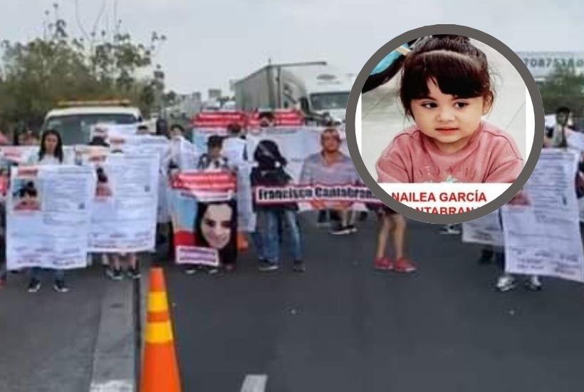 Familiares de una niña desaparecida bloquearon el Circuito Exterior Mexiquense. Foto FB Los Héroes Tecámac Original