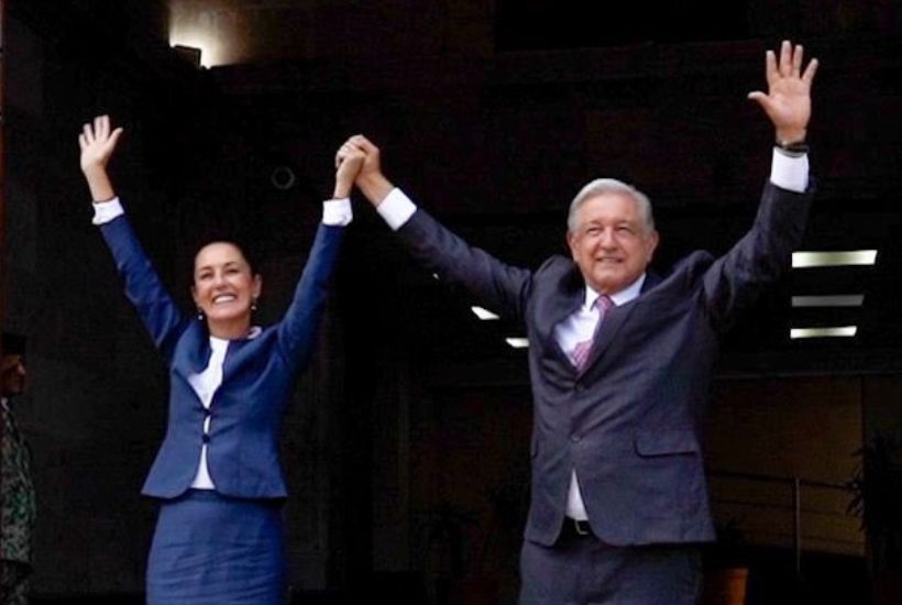 Claudia Sheinbaum y López Obrador en Palacio Nacional