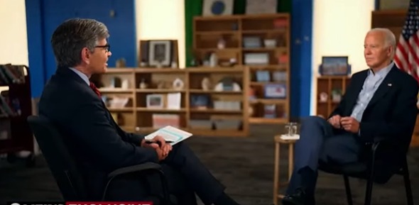 Joe Biden en entrevista con el periodista el periodista George Stephanopoulos
