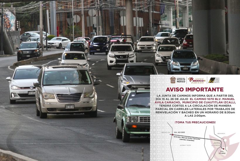 Por enormes baches reparan el Periférico Norte Manuel Ávila Camacho